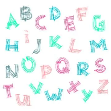 Vector hand drawn alphabet. Brush painted letters Stock Illustration