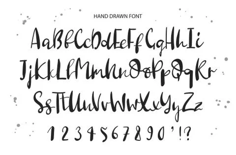 Vector hand drawn alphabet. Brush painted letters, rough contour.Hand drawn c Stock Illustration
