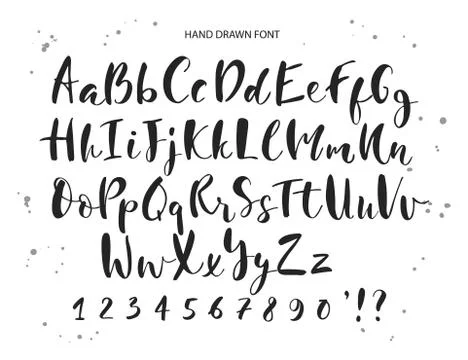 Vector hand drawn alphabet. Brush painted letters, rough contour.Hand drawn c Stock Illustration