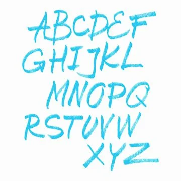 Vector hand drawn alphabet isolated blue on white illustration. ABC vector Stock Illustration