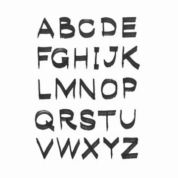 Vector hand drawn alphabet isolated black on white illustration. ABC vector Stock Illustration