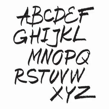 Vector hand drawn alphabet isolated black on white illustration. ABC vector. Illustrazione stock