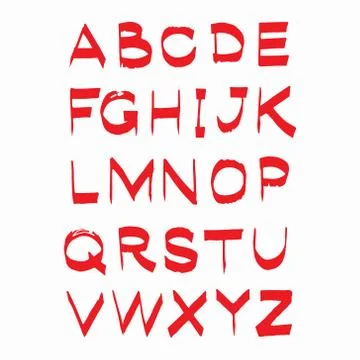Vector hand drawn alphabet isolated red on white illustration. ABC vector イラスト素材