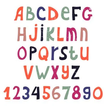 Vector hand drawn alphabet isolated on white background, doodle letters Stock-Illustration
