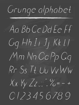 Vector hand drawn alphabet in style grung. Italic type. Stock Illustration