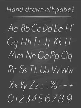 Vector hand drawn alphabet in style grung. Italic type. Stock Illustration