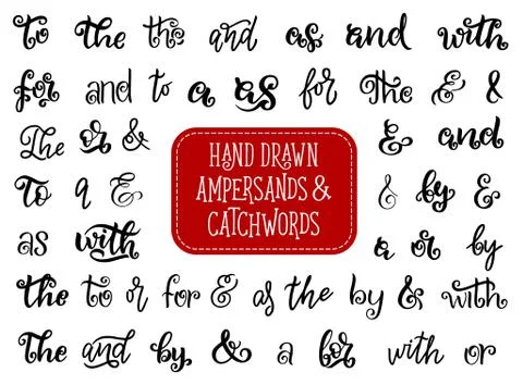 Vector hand drawn ampersands and catchwords Ilustración de archivo