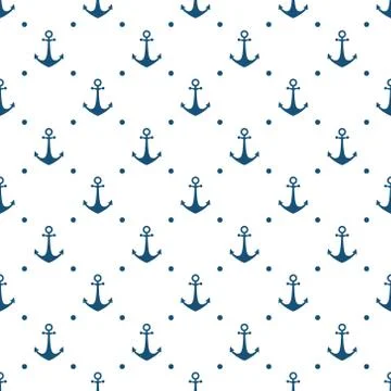 Vector hand drawn anchor seamless pattern. Vector. Illustrazione stock