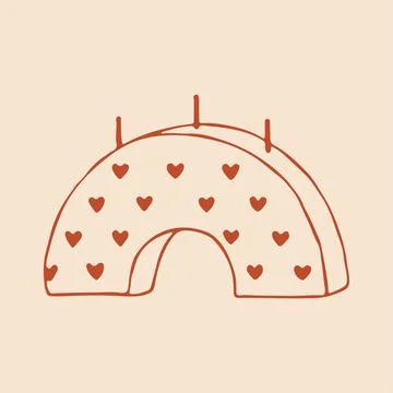 Vector hand drawn arch shaped candle with a cute heart pattern and three wicks 스톡 일러스트