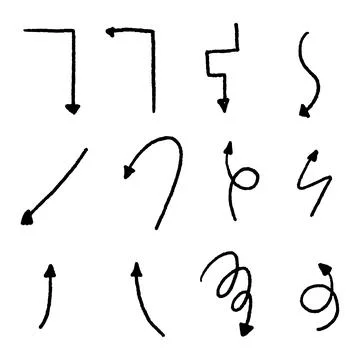 Vector hand drawn arrow elements isolated on white. Stock Illustration