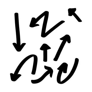 Vector hand drawn arrow elements isolated on white. Stock Illustration