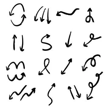 Vector hand drawn arrow elements isolated on white. Illustrazione stock