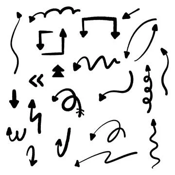 Vector hand drawn arrow elements isolated on white. Stock Illustration