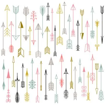 Vector hand drawn arrows collection. Illustrazione stock