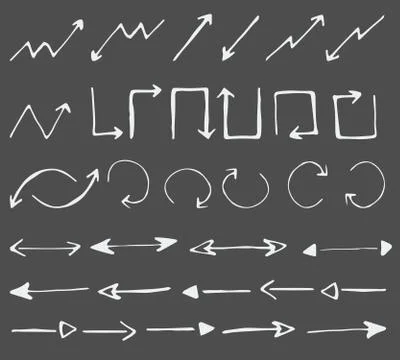 Vector hand drawn arrows icons set Stock Illustration