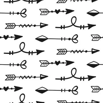Vector hand drawn arrows seamless pattern Illustrazione stock