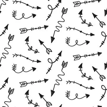 Vector hand drawn arrows seamless pattern Illustrazione stock