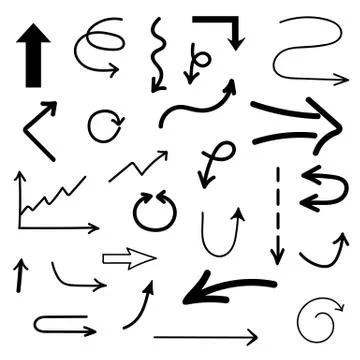 Vector hand drawn arrows set Stock Illustration