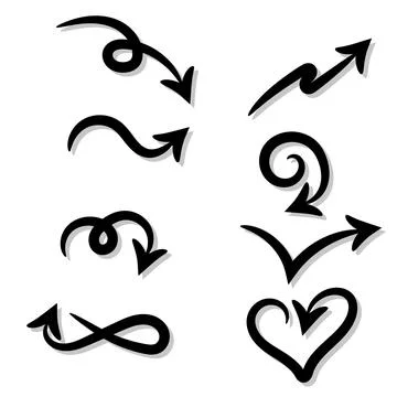 Vector hand drawn arrows set isolated on white Stock Illustration