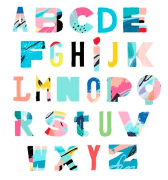 Vector Hand Drawn Artistic Alphabet .Typeface. Font. Isolated Stock Illustration