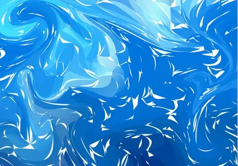 Vector Hand drawn artwork on water marble texture. Blue Liquid paint pattern. Stock Illustration