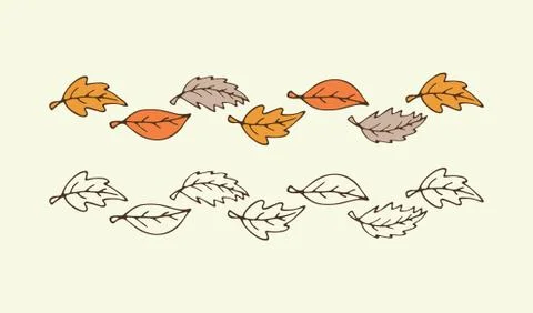 Vector hand drawn Autumn leaf borders. Leaves pattern Stock Illustration