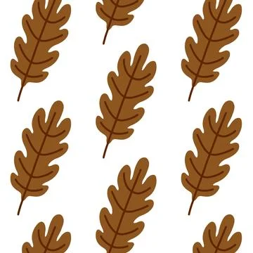 Vector hand drawn Autumn leaves seamless pattern on white background. Decorative Stock Illustration