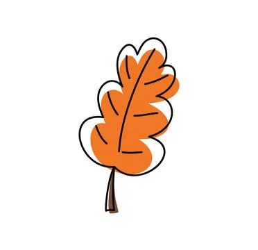 Vector Hand drawn autumn orange leaf. Doodle style fall weather. Ecology nature Stock Illustration