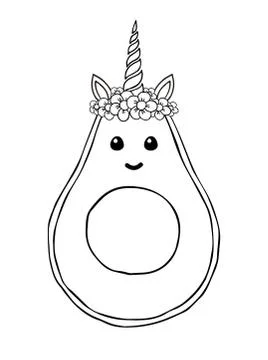 Vector hand drawn avocado with unicorn horn Stock Illustration
