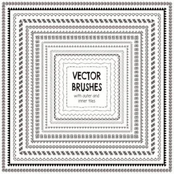 Vector Hand Drawn Balck Pattern Brushes, Borders, Frames Illustrazione stock