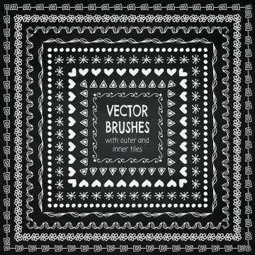 Vector Hand Drawn Balck Pattern Brushes, Borders, Frames イラスト素材