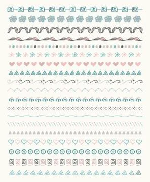 Vector Hand Drawn Balck Pattern Brushes, Line Borders イラスト素材