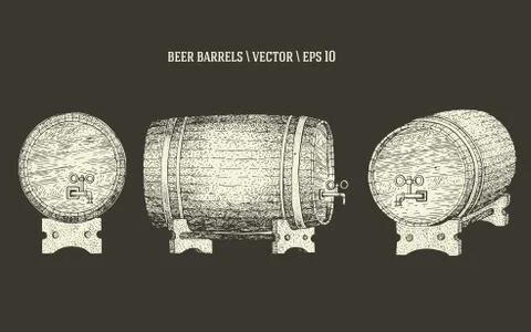 Vector hand drawn beer barrels Illustration set Stock-Illustration