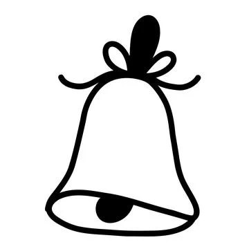 Vector hand drawn bell doodle. Christmas, school element Stock Illustration