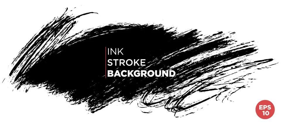Vector hand drawn big brush stain. Monochrome ink painted stroke. Artistic ba Stock Illustration