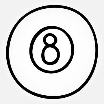 Vector hand drawn billiard ball eight. Isolated doodle illustration Stock Illustration
