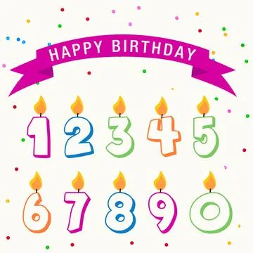 Vector hand drawn birthday numbers design set Stock Illustration