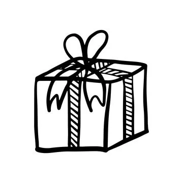 Vector hand drawn birthday present for party, celebration. Doodle rectangular Stock Illustration