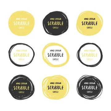 Vector hand drawn black and gold scribble logos Stock Illustration