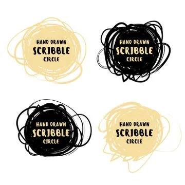 Vector hand drawn black and gold scribble logo Stock Illustration