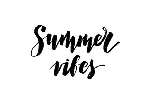 Vector hand drawn black and white summer inscription. Stock Illustration