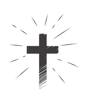 Vector Hand Drawn Black Paint Brush Grunge Cross Doodle Icon Stock Illustration