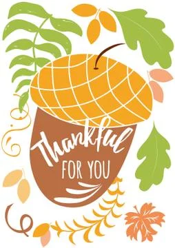 Vector hand drawn black pampkin and thanksgiving inspirational quote on white Stock Illustration
