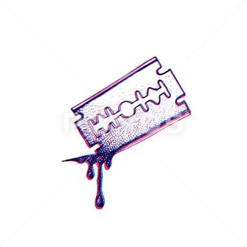 Vector hand drawn blade razor. Stock Illustration