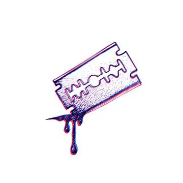 Vector hand drawn blade razor. Stock Illustration