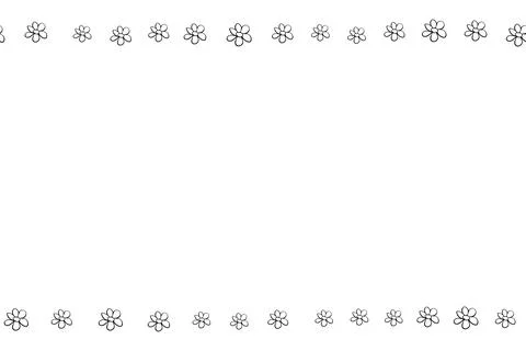 Vector hand drawn border, frame of small outline black flowers chamomiles in  스톡 일러스트