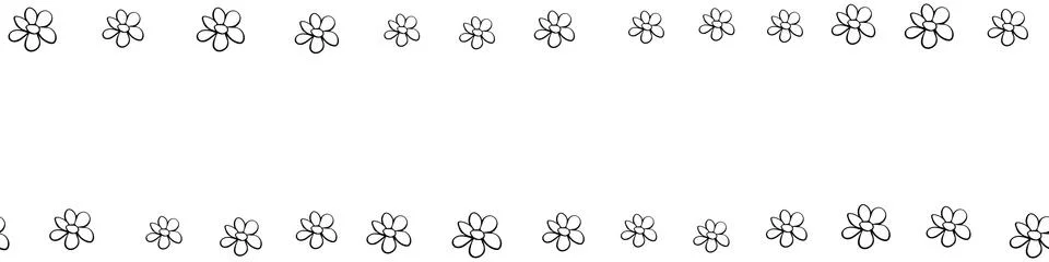 Vector hand drawn border, frame of small outline black flowers chamomiles in  스톡 일러스트