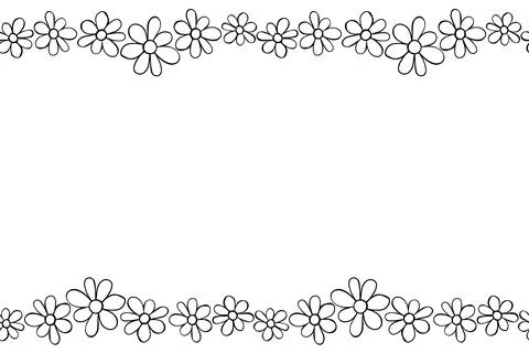 Vector hand drawn border, frame of small outline black flowers chamomiles in  스톡 일러스트