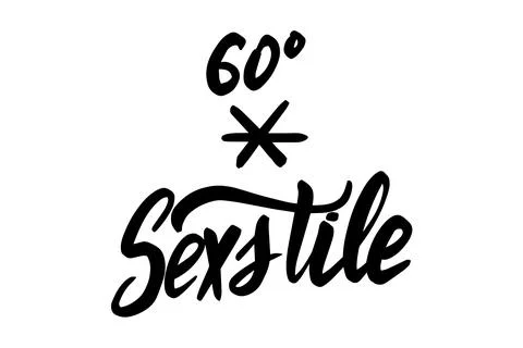 Vector hand drawn brush ink illustration of Sextile astrological Stock Illustration