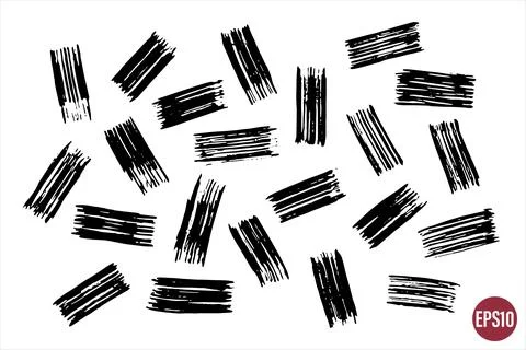 Vector hand drawn brush strokes set. Various artistic rectangular strokes. .. Stock Illustration